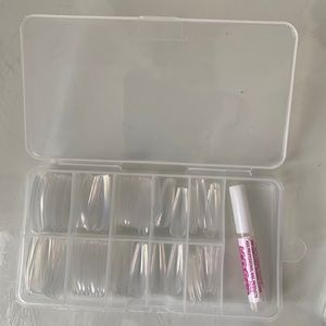 Clear fake nails + glue